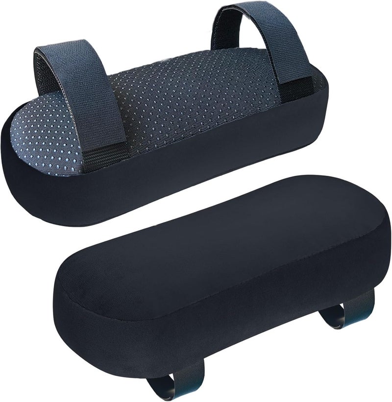 WdFour 2-Pack Non-Slip Armrest Pads for Office & Gaming Chairs - Ergonomic Forearm Support Pillow for Desk, Computer & Wheelchair, Pressure Relief Cushions (Black) - Image 1